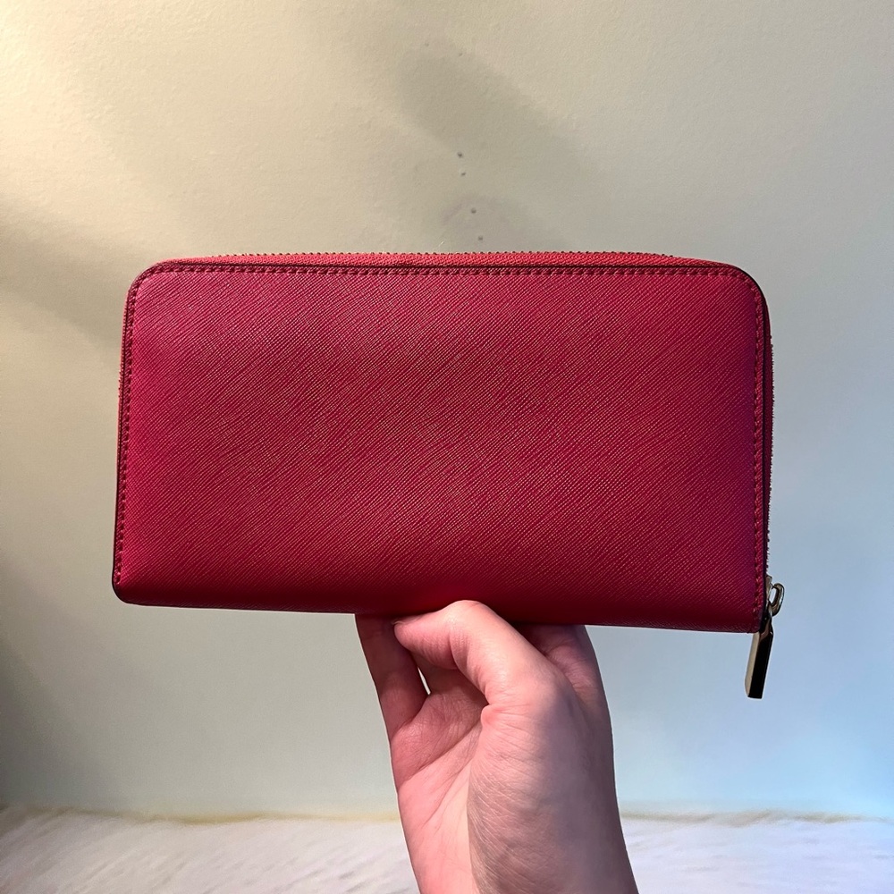 Tory Burch Continental Wallet Berry Pink Saffiano Leather - Picture 2 of 7